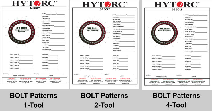BOLT Patterns 4-Tool BOLT Patterns 2-Tool BOLT Patterns 1-Tool